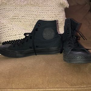 Black on black high top converse